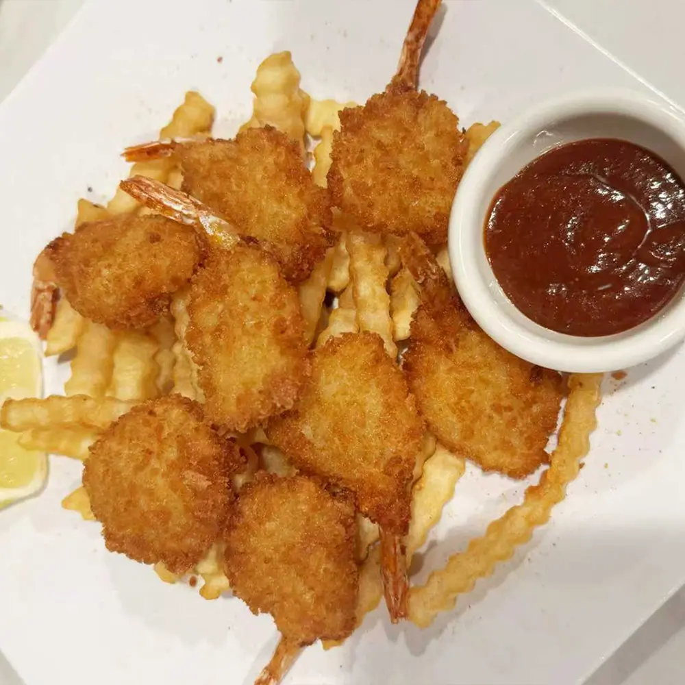 3 pieces cod fishes, with French fries and cattail sauce